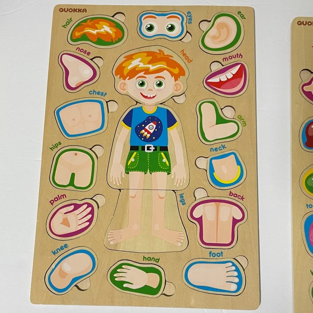 Kids Wooden Anatomy Puzzle - Brown Educational Body Parts Game - Picture 7 of 8